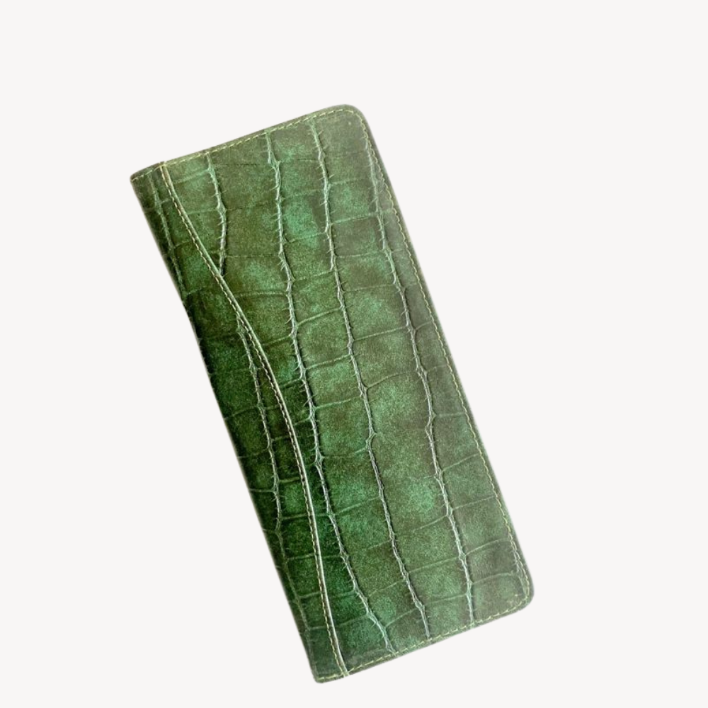 Chequera Croco Verde