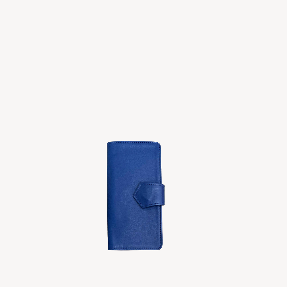 Cartera Flat Chica Broche Azul Rey