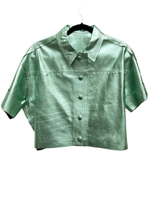 Camisa de Piel Verde Metálico