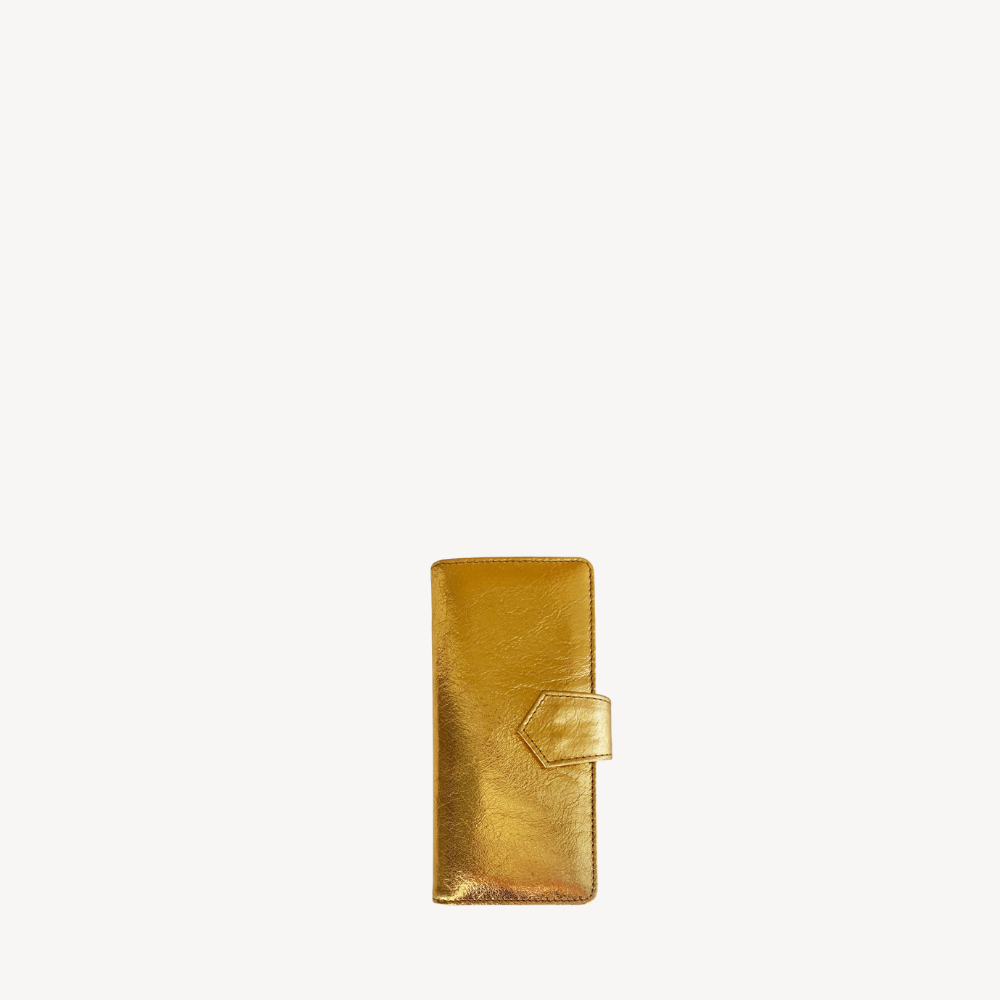 Cartera Flat Chica Broche Oro