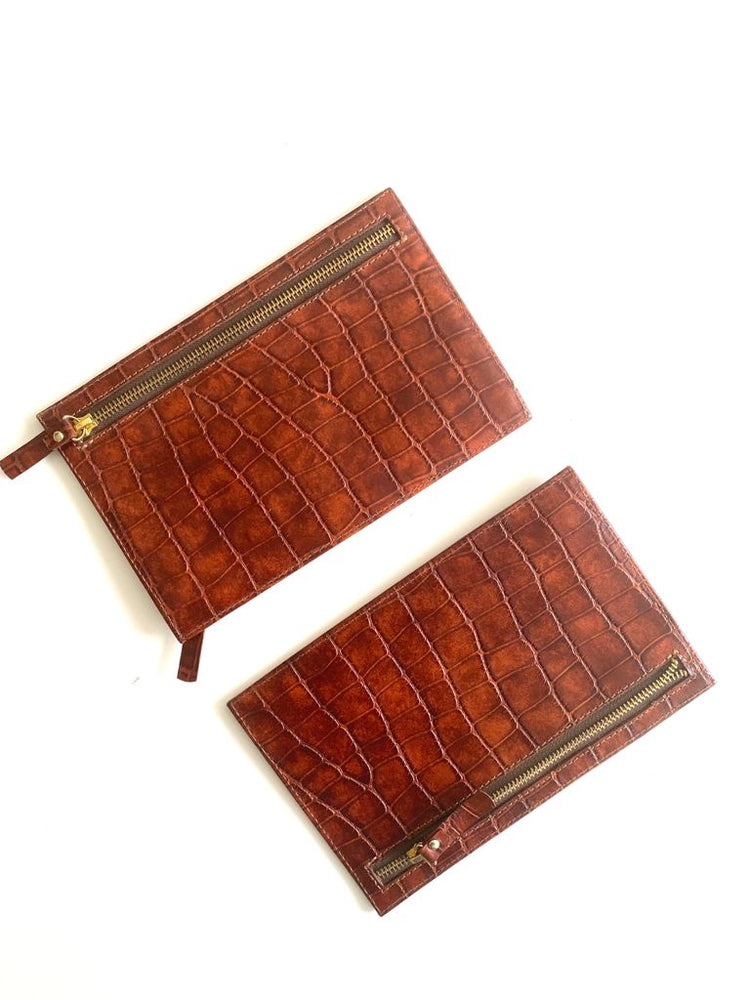 Porta Dinero Croco Marron